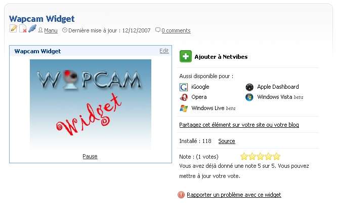 Télécharger WapcamWidget chez ecosystem